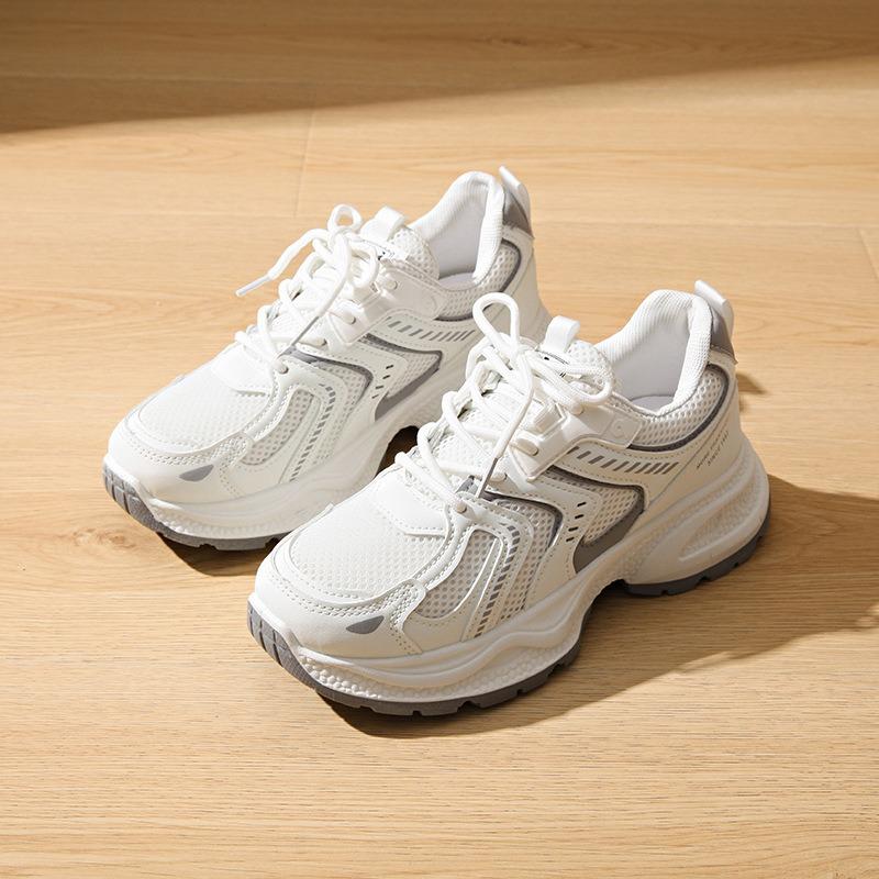 Korean Style Thick Sole Breathable Mesh Casual Sports Running Sneakers For Women