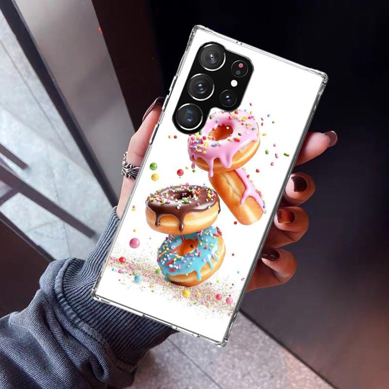 Macaron Ice Cream Cake Doughnut Phone Case For Samsung Galaxy S26 S25 Edge S24 S23 Ultra S22 Plus S21 S20 FE Soft TPU Back Cover