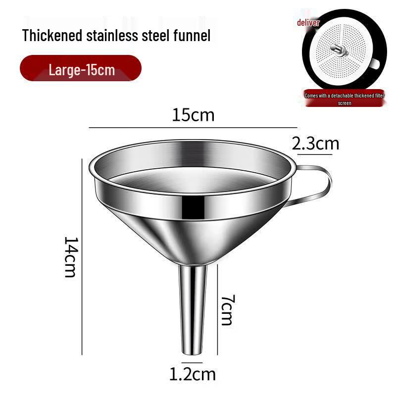 Qiwei Stainless Steel Food-Grade Kitchen Funnel with Filter