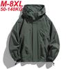 Men Jacket Hooded Windbreaker Trench Coats Oversize Plus Size Waterproof Black Bomber Camping Loose Thin Softshell