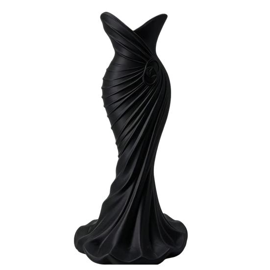 DYS 3D Printed Evening Gown Shaped Vase, Elegant Dress Sculpture Flower Pot, Minimalist Home Ornament for Entryway Side Cabinet