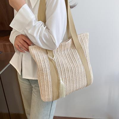 Summer New Hollow Woven 22 Large Capacity Straw Beach Trend Shoulder Armpit Bag