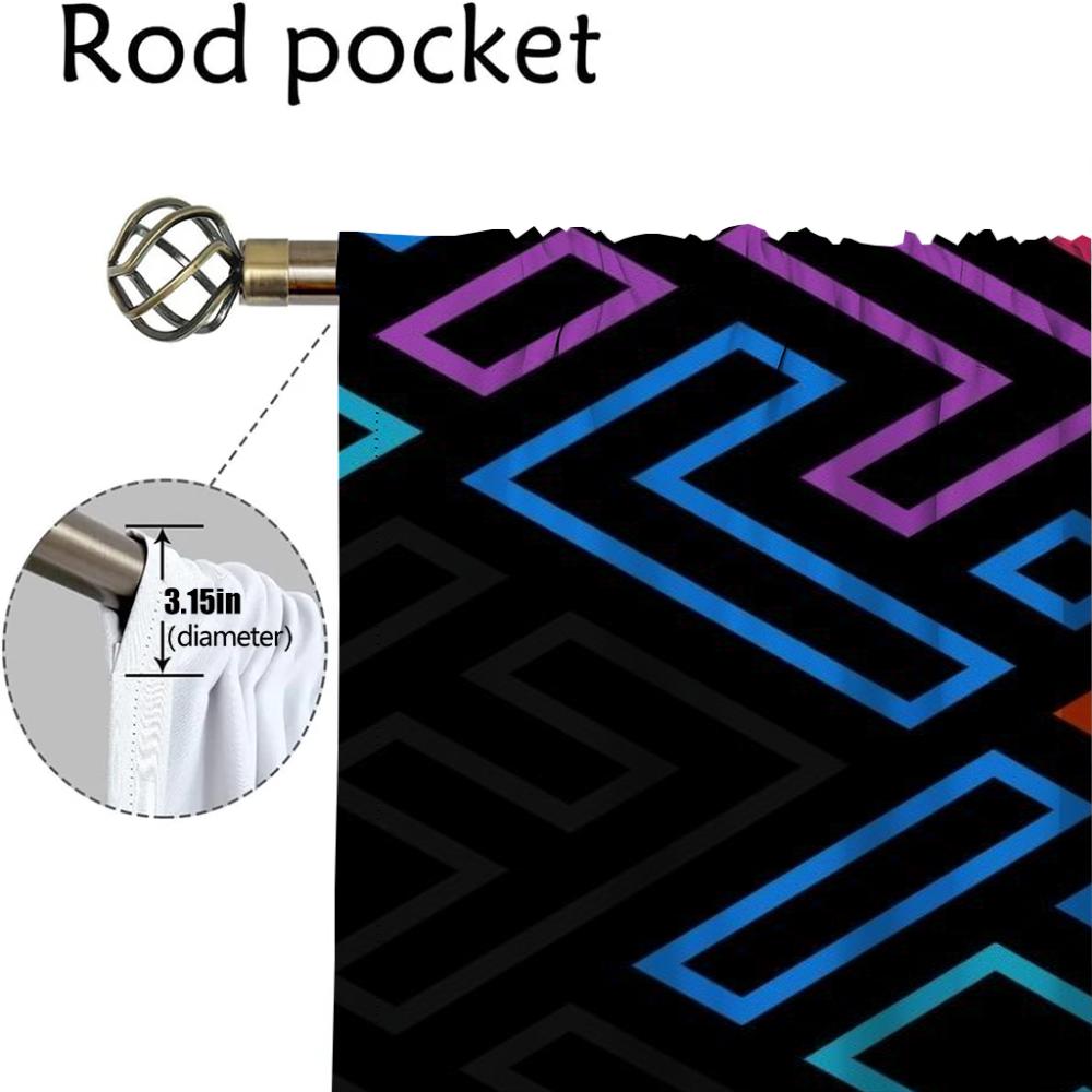 Home Interior Curtains Living Room Curtain Colorful Pattern Blinds Tulle Bedroom Partition Shades Set Of 2 Made Polyester Decor