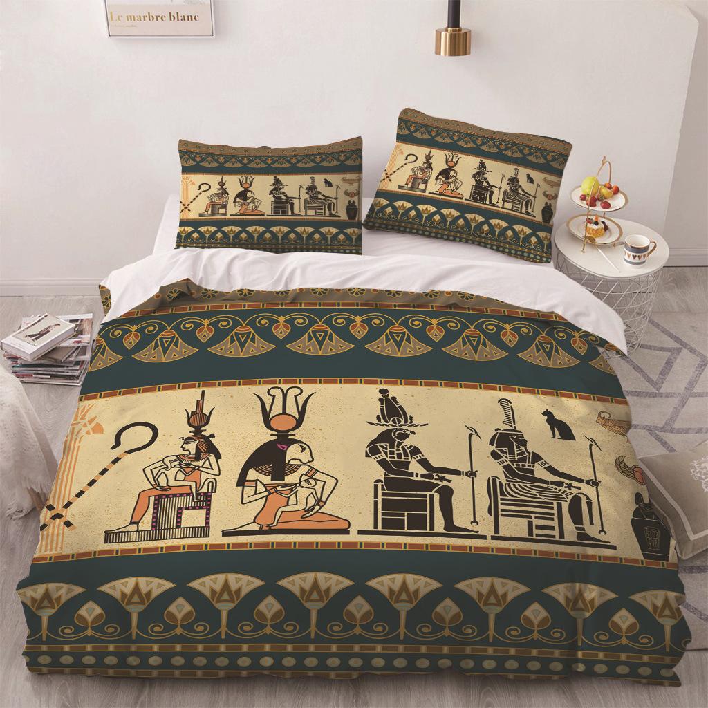 Africa Egypt King Queen Duvet Cover Egyptian Pharaoh Bedding Set For Teens Adults Ancient Frescoes 2/3pcs Polyester Quilt Cover