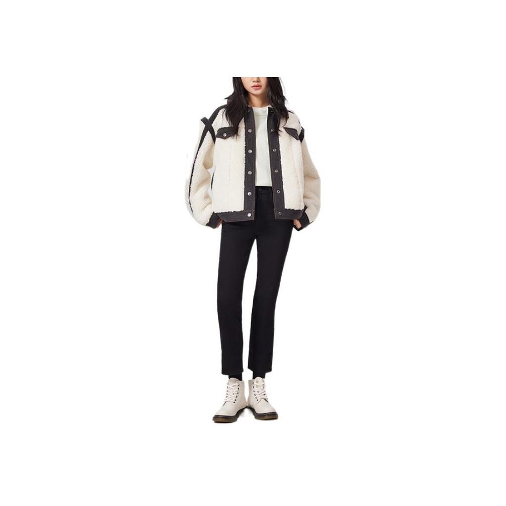 Jachetă Levis FW22 Color Block cu rever, la un singur rând, jachete pentru femei, Alb A5181-0001