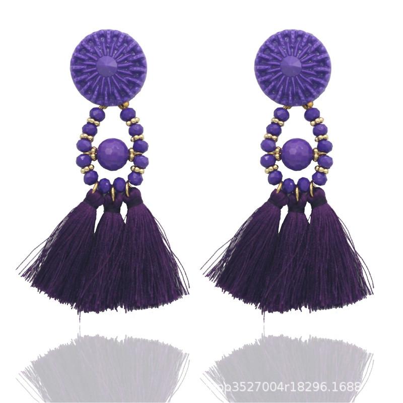 Punk Big Circle Hoop Long Tassel Earrings for Women Girls Steampunk Ear Clip Punk Style Earring Ear Ring