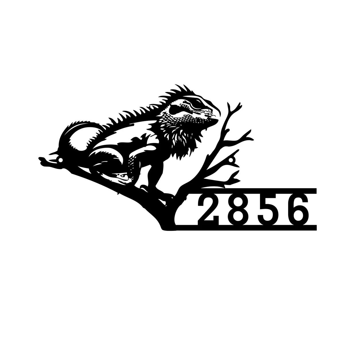 Metal Wall Sign Bearded Dragon House Number Personalized Outdoor Address Sign