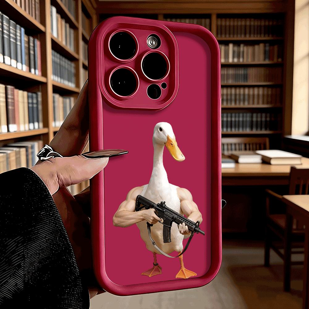 

Мускульная Утка с Чехлом для Винтовки для iPhone 17 Air 16 E 15 14 Plus 13 12 Mini 11 Pro Max X XR Ударопрочный Силиконовый Пылезащитный Чехол iPhone XR