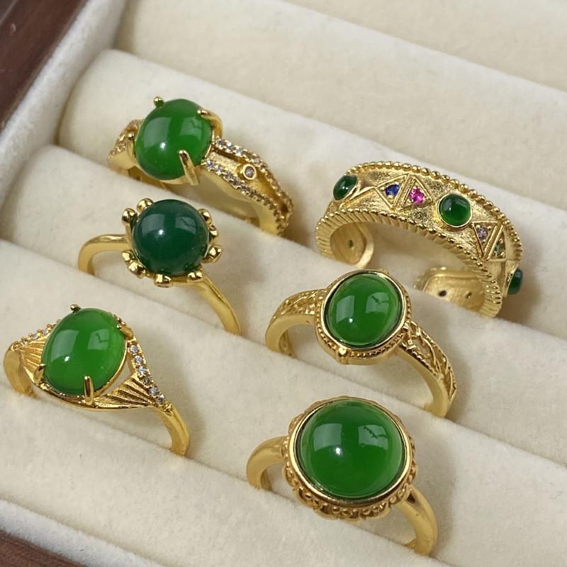 Exquisite Adjustable Opening Gemstone Copper Ring For Women Stylish Geometric Design