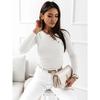 2024 Simple Ribbed V-Neck Long Sleeve Button Women's Top for Autumn/Winter