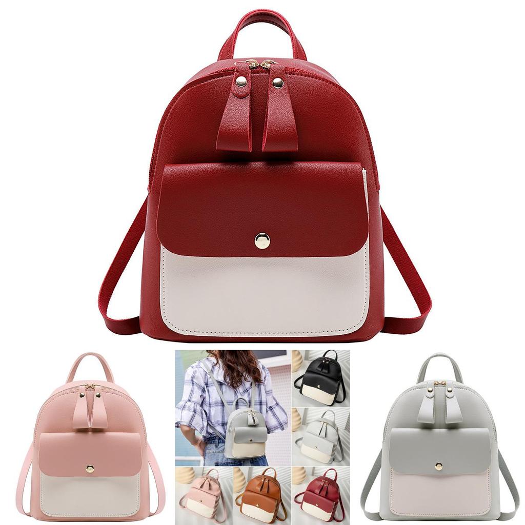 Stilvoller Mini-Rucksack für Frauen und Mädchen PU-Leder Schultasche mit verstellbaren Trägern