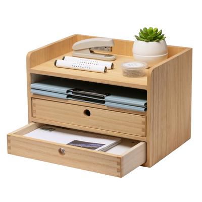 KIRIGEN Desk Top Shelf with Drawer, Wooden Letter Case, Document Tray, Document Storage, Small Item Storage, Chest, Dovetail Joint Construction, Fully