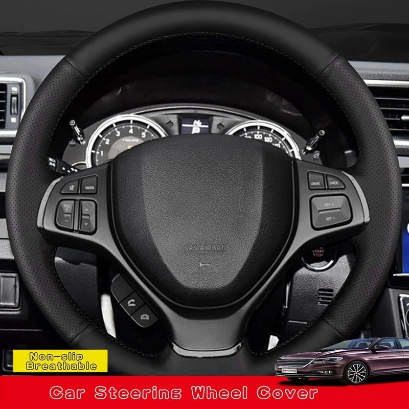 Suzuki Baleno 2016 2017-2019 Alivio 2015-2019 2018 için Özelleştirilebilir Mikrofiber Deri Kendin Yap Araba Direksiyon Simidi Kılıfı Araba Aksesuarları
