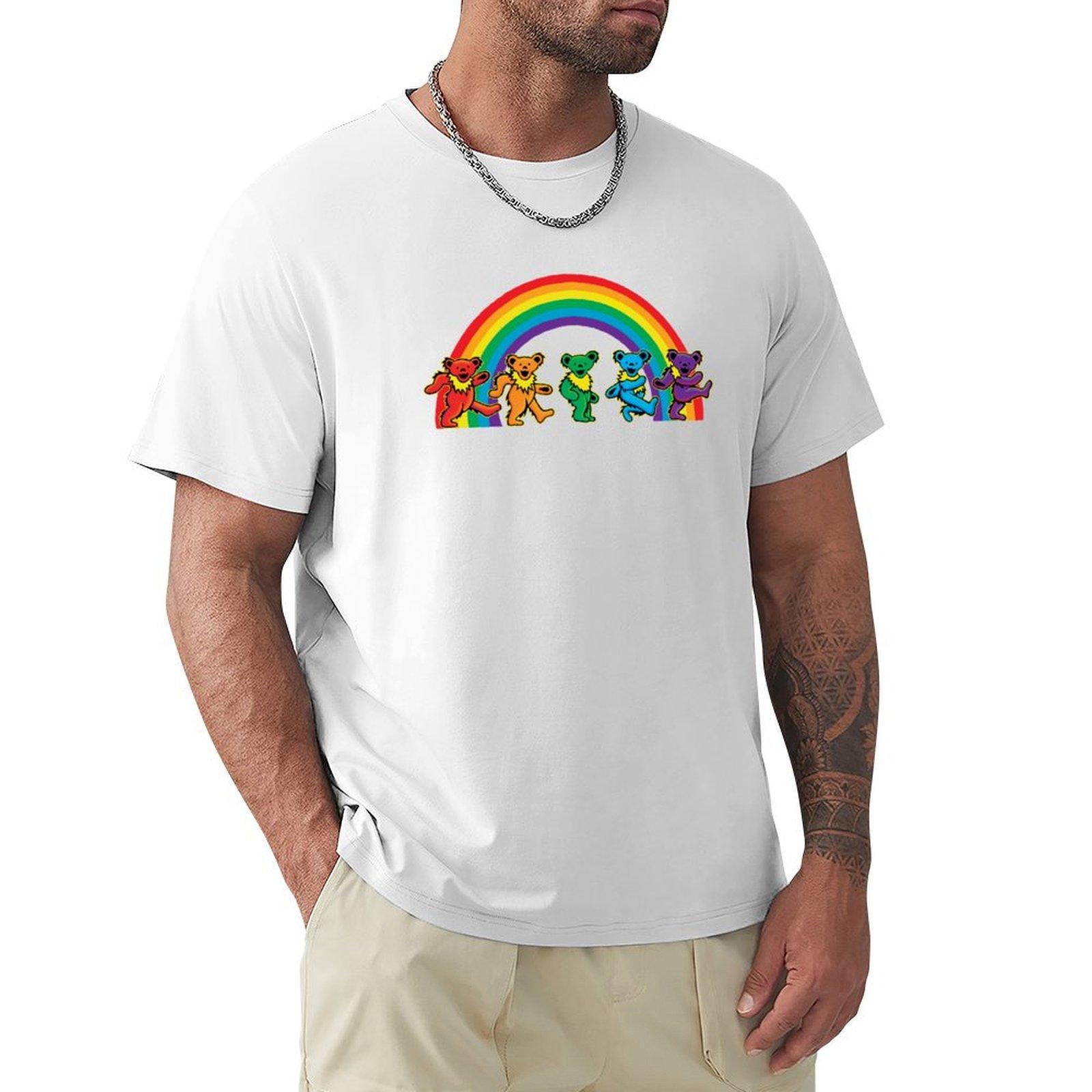 Walking Bears Under The Rainbow Tshirt Comfort Stretch Tee Shirt S