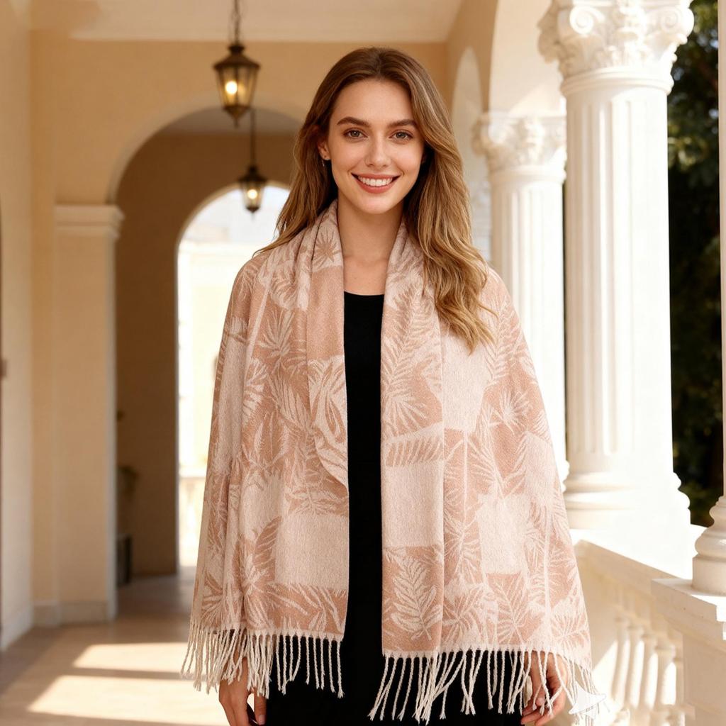 Fashion Jacquard Pashmina Scarf Tassels Shawls Woman Autumn Winter Warm Wraps Big Size Cape Female Thick Blanket Wraps Foulard