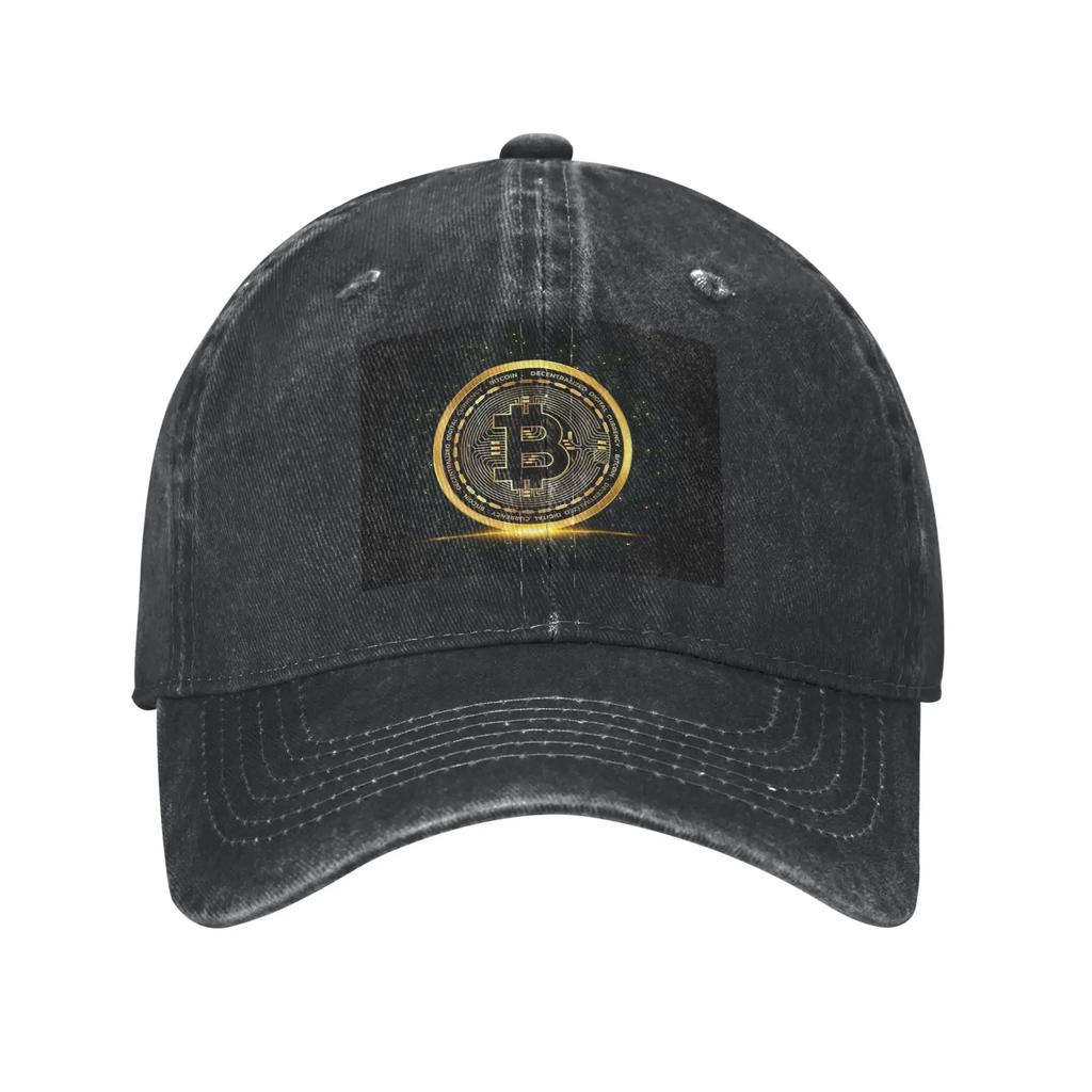 Bitcoin Cryp Washed Denim Cap Casual Baseball Caps Adjustable Hat Summer Unisex Baseball Hats