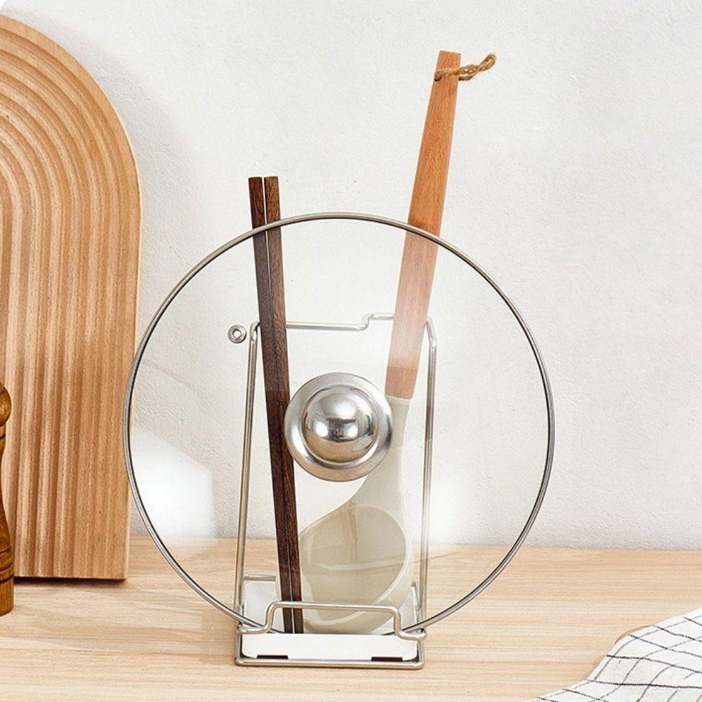 Rust-proof Pot Cover Shelf Stainless Steel Spoon Rack Utensils Organizer  Cooking Utensils