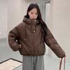 Fashionable Casual Splicing Drawstring Hooded Solid Color Cotton Clothes Women's 2025 Winter New Simple Loose Versatile Jacket Trend