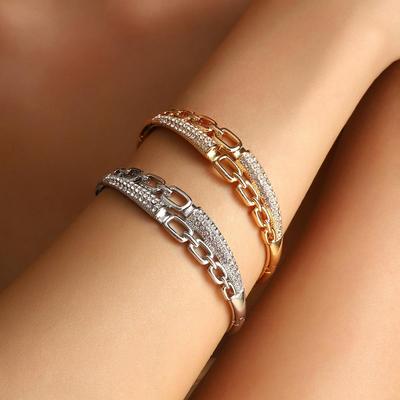 Pulsera de moda con hebilla, incrustada de diamantes, estilo europeo y americano: accesorio clásico, versátil y de alta gama para mujer.