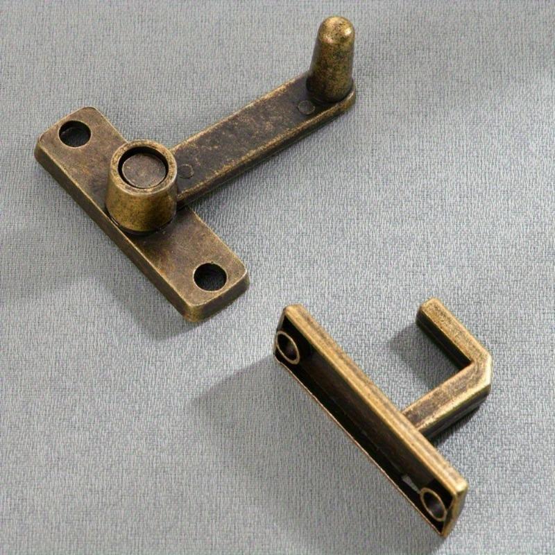 1Set Vintage Brass Sliding Window Door Latch Handle Home Hardware Safety Lock Catch - Anti-Theft Door Buckle for Barn Doors.