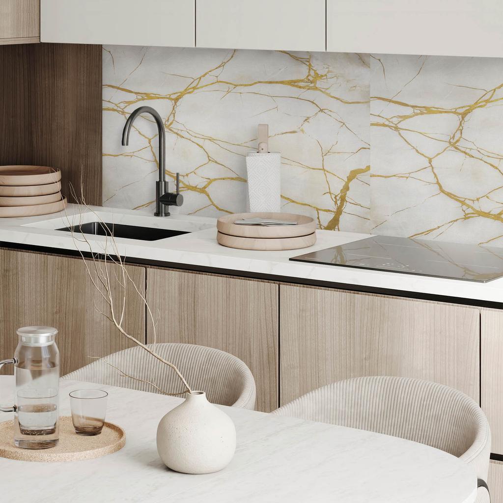 Dekoracyjny Panel Winylowy Samoprzylepny - Do Przedpokoju 100X50 Cm Elegancki Marmur Z Żyłkami