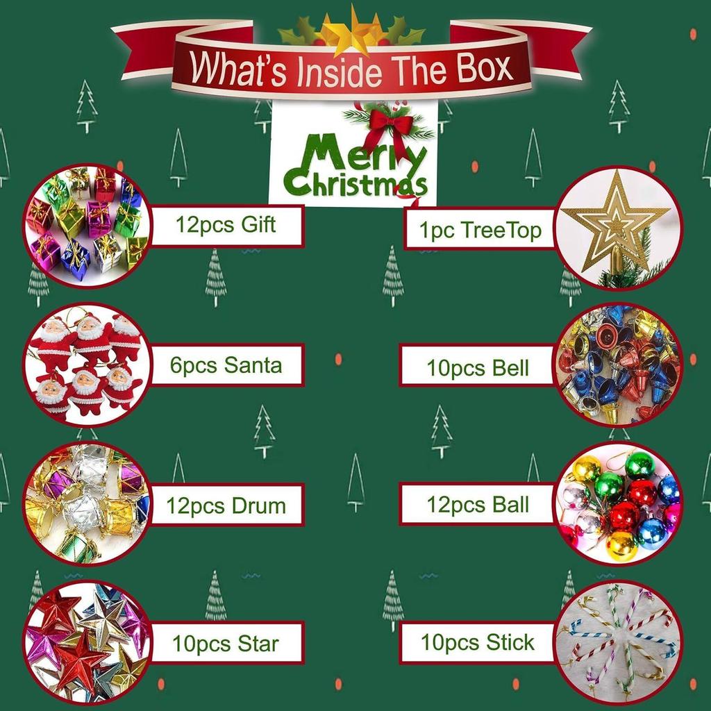 70 Stück Mini Weihnachtsbaumschmuck Set | Wunderschöne Weihnachtsbaumhängekugeln & Dekoartikel | Weihnachtsbaumschmuck