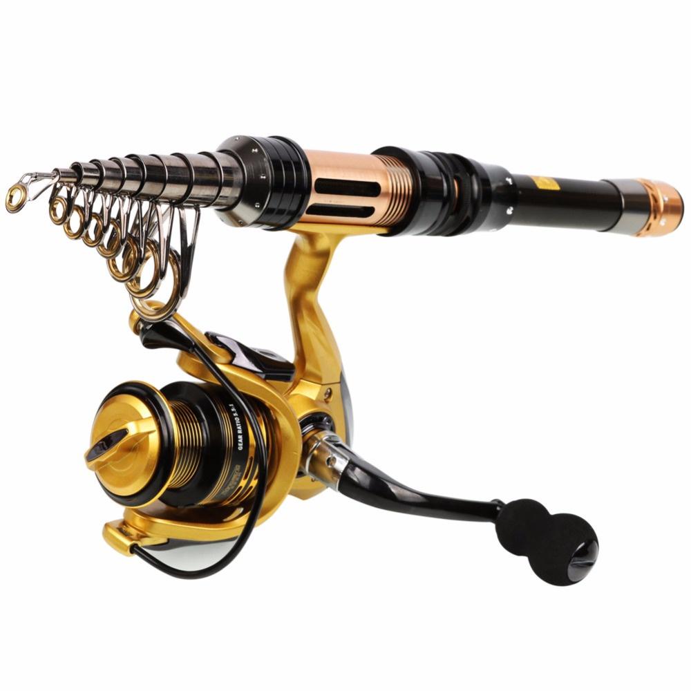 1.3-2.4m Portable Telescopic Fishing Rod and Spinning Fishing Reel Combos Set