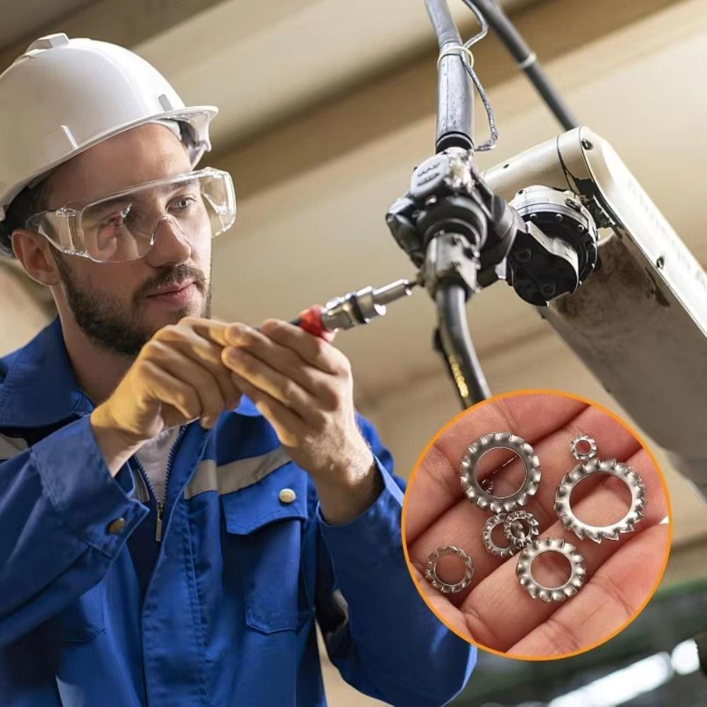 500PCS 304 Stainless Steel Metric Split Lock Washer Set Star Serrated Lock Washers  Fastening