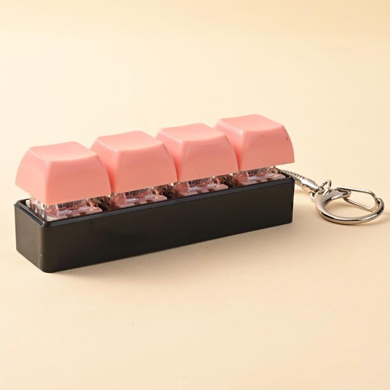 Keyboard Key Toy 4 Keys Button Keycap Fidget Keychain Keyboard Clicker Toy Keyboard Cube Toy for Adult Gifts To Relief Pass Time