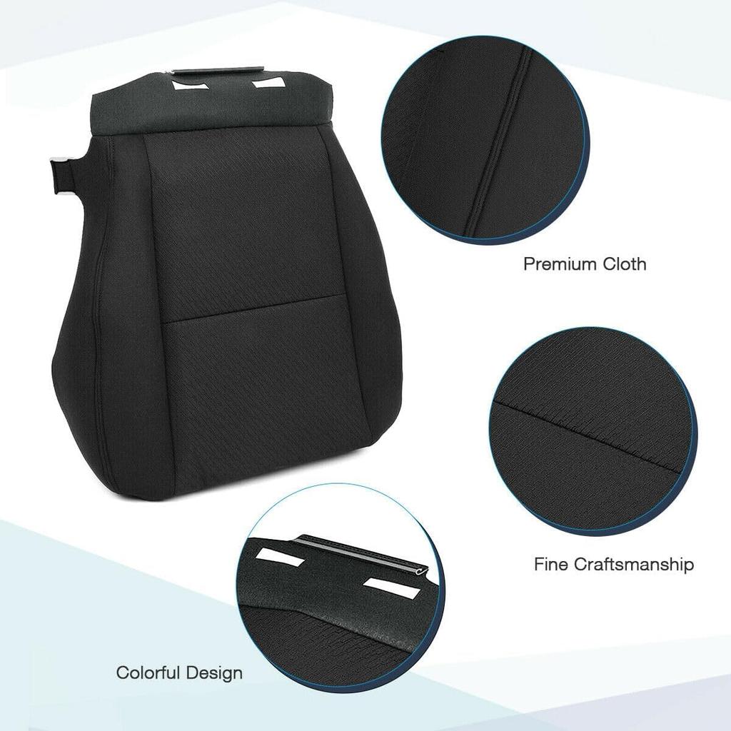 Driver Bottom Cloth Seat Cover, Replacement Black Driver Side Seat Cover Compatible with Chevy Avalanche Silverado/with GMC Sierra 1500 2500HD 3500HD