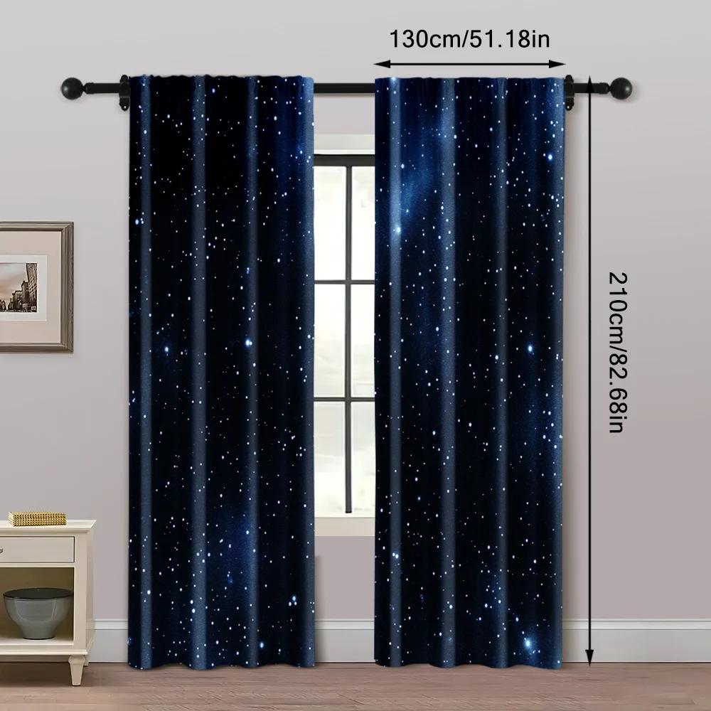 2pcs   Curtains Roller Blinds  print Starry Night Sky Machine Washable (without rod) Decorations For Home for Bedroom   Living