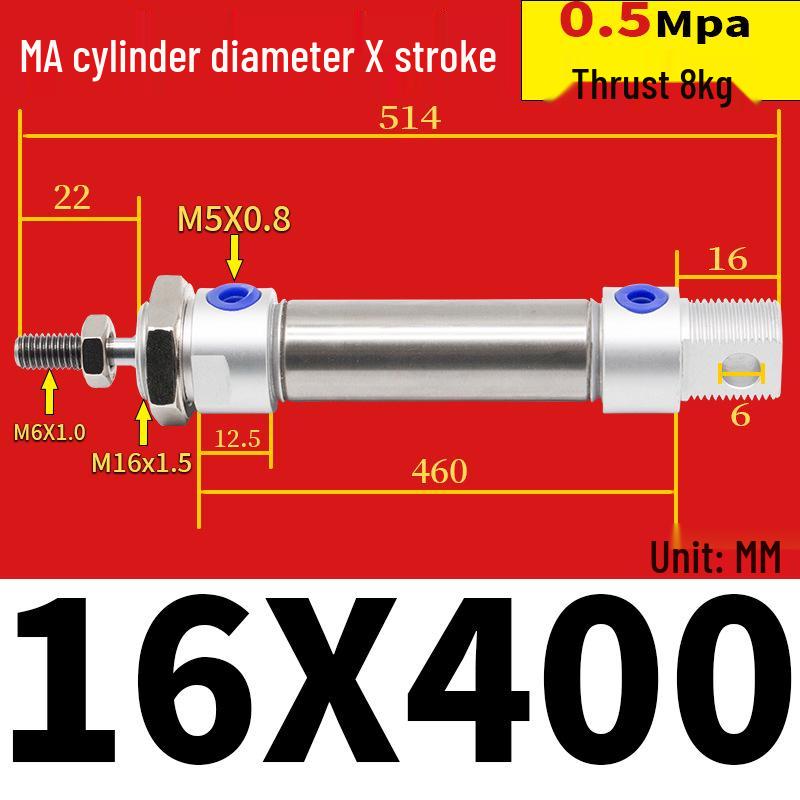 Corrosion Resistant Stainless Steel Pneumatic Cylinder 16-40mm/50-150mm