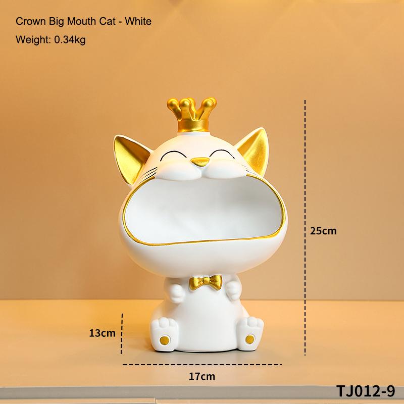 Krone Großer Mund Katze Ornament Freudvolle Reichtum Anziehung Katze Schlüsselaufbewahrung Ornament Haus Schreibtisch Dekoration Einweihungsgeschenk