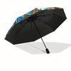 Stained Glass Compass Rose Window Panel, Celestial Design for Home Decor Umbrella, Cute Umbrella with Cute Design, Portable 3-Fold Compact Umbrella fo