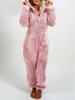 2025 European & American Autumn/Winter Women's Fleece-Lined Fur Jumpsuit Pajamas, Hooded, Available in 17 Colors