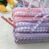Plaid Pattern Pencil Case Double Layer Stationery Holder Cute Stationery Bag  School Stationery