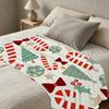 Christmas Theme Flannel Blanket – Thick Warm Soft Single Throw, Cozy for Home/Guest Room, Holiday Decor, Winter Warm Comfort