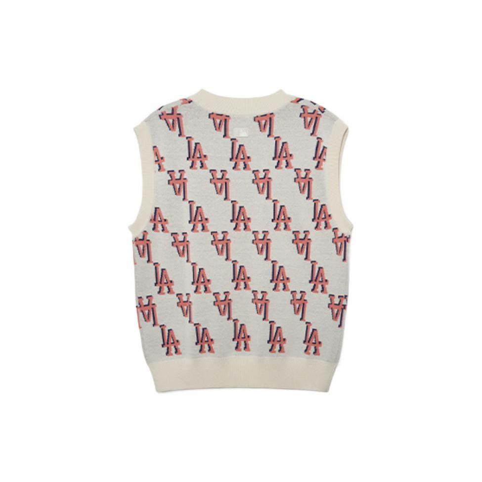 MLB Los Angeles Dodgers Retro Letter Print Knitted Vest Unisex vests Cream 3AKPM0331-07CRS