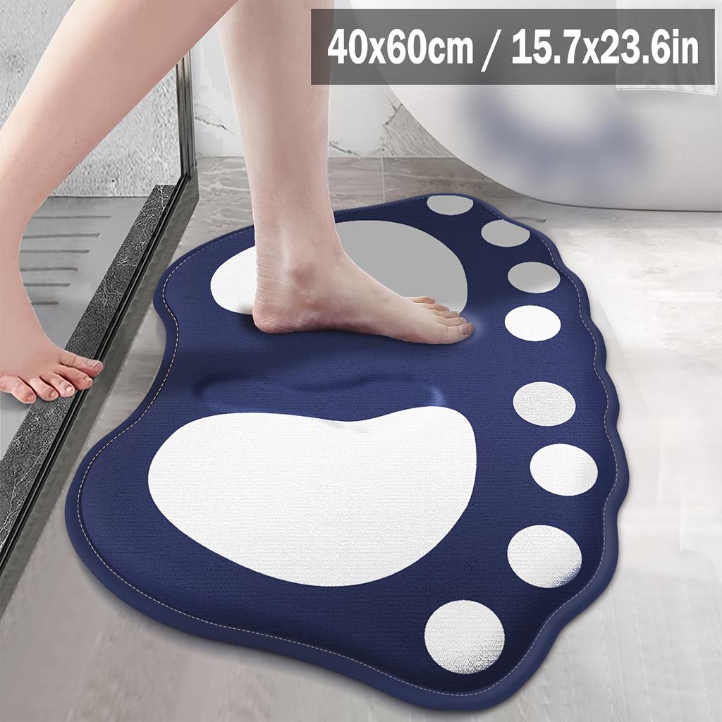 [Thick Soft Flannel Bath Mat] Non-Slip Bath Mat, Thickened Irregular Shape, Soft Flannel, Hand-Wash Only, Cartoon Pattern, Low Pile, Polyester