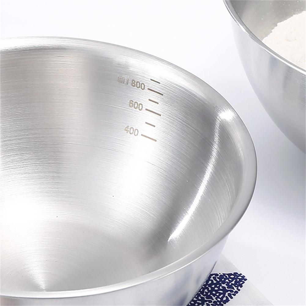 3 Stück Edelstahl Rührschüssel Set mit Skala zum Kochen Backen Vorbereiten Rührschüsseln 17x7cm; 19.5x7.5cm; 24.5x10.5cm