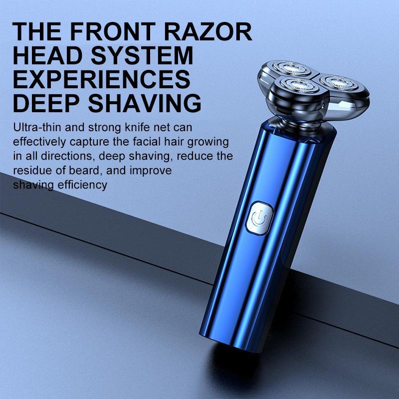USB-Rechargeable Men's Washable Electric Razor with Intelligent Floating Three-Blade System