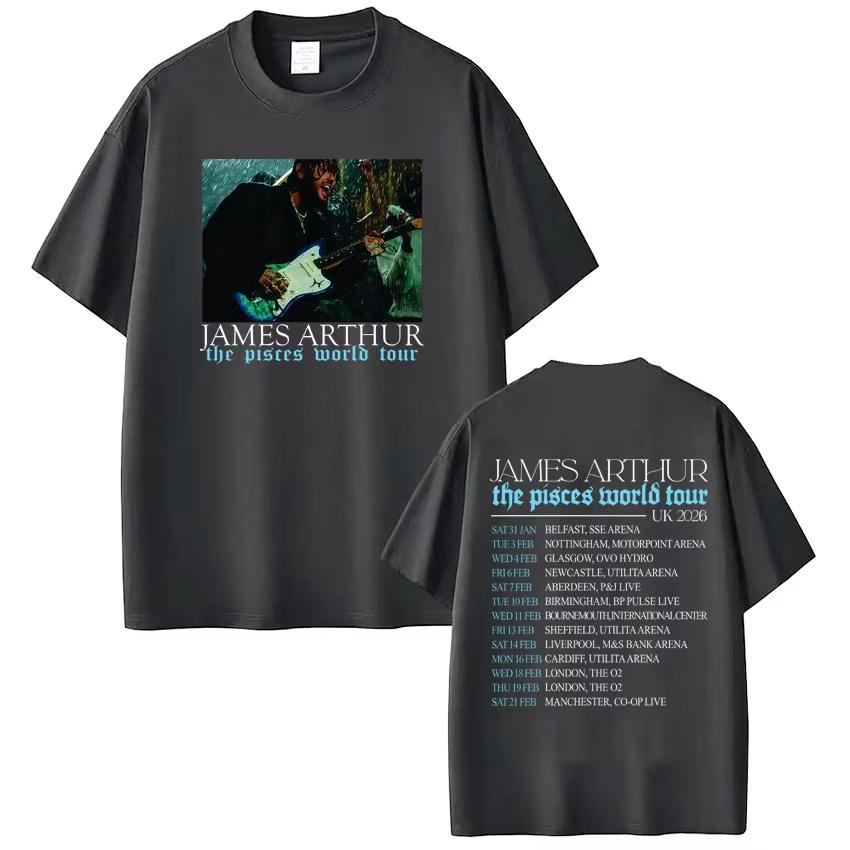 Rapper James Arthur Pisces World Tour 2026 Print Tshirt Men Women Hiphop Tshirt Casual pure Cotton Tshirts Streetwear