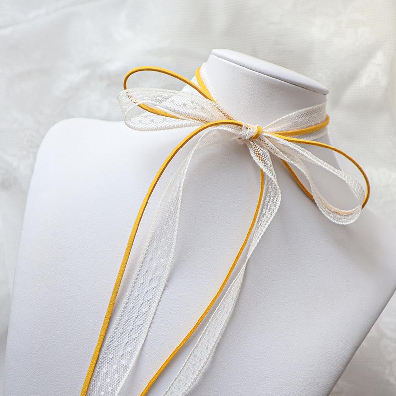 

Korean Sweet Flower Lace Neck Strap Dressing Decoration Style Hair Band Neckerchief Transparent Long Ribbon Head Scarf