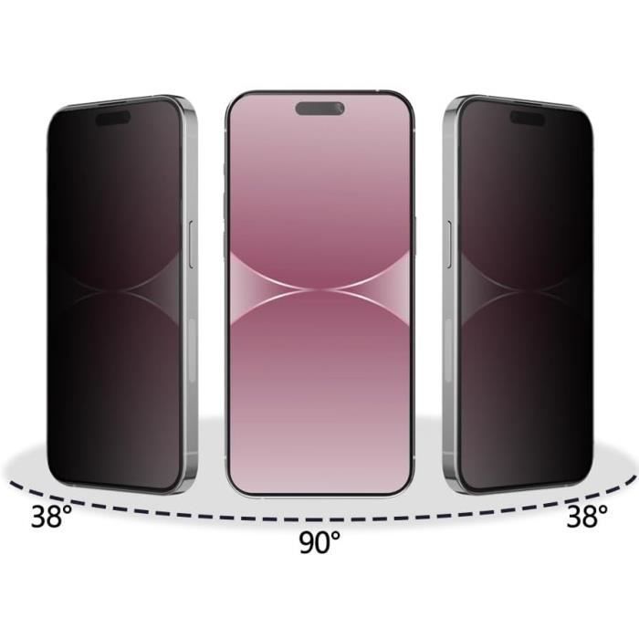 Film Vitre Protection - Phonillico - iPhone 15 PRO - Verre Trempé - Anti Espion - Pack 2