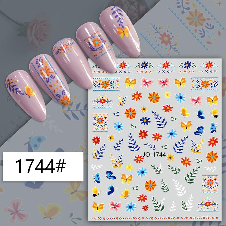 3D Colorful Flower Nail Art Stickers - Sunflower & Rose Self-Adhesive Decals