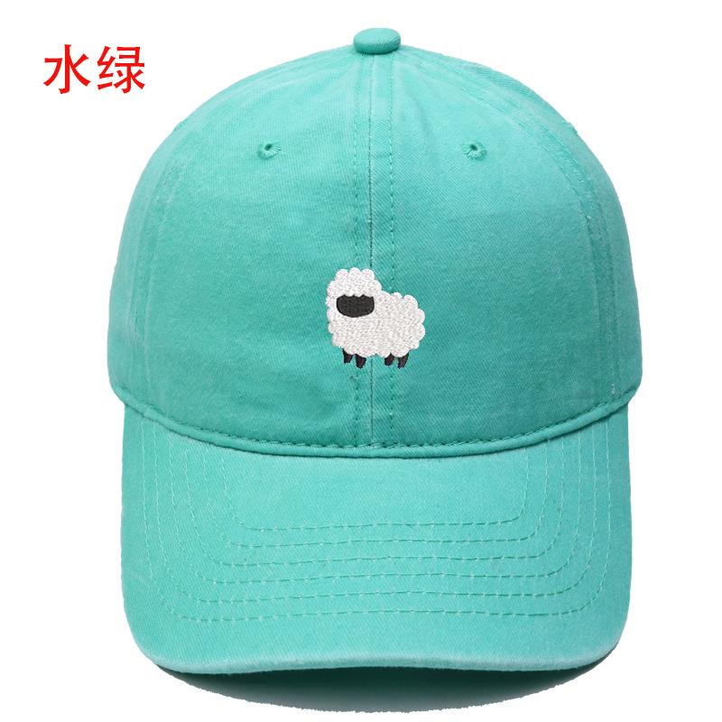New Cute Lamb Embroidery Washed Retro Baseball Cap Men's and Women's Leisure Outdoor Sunshade Cap Tide