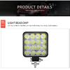 12V Waterproof Led Work Light Bar Square Spotlight 48W Work Light Headlight For Truck Off Road Night Driving Light For