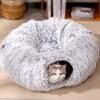 Soft Plush Foldable Cats Bed Tunnel with Space Saving Providing Warmth and Entertainment for Cats Indoor or Outdoors