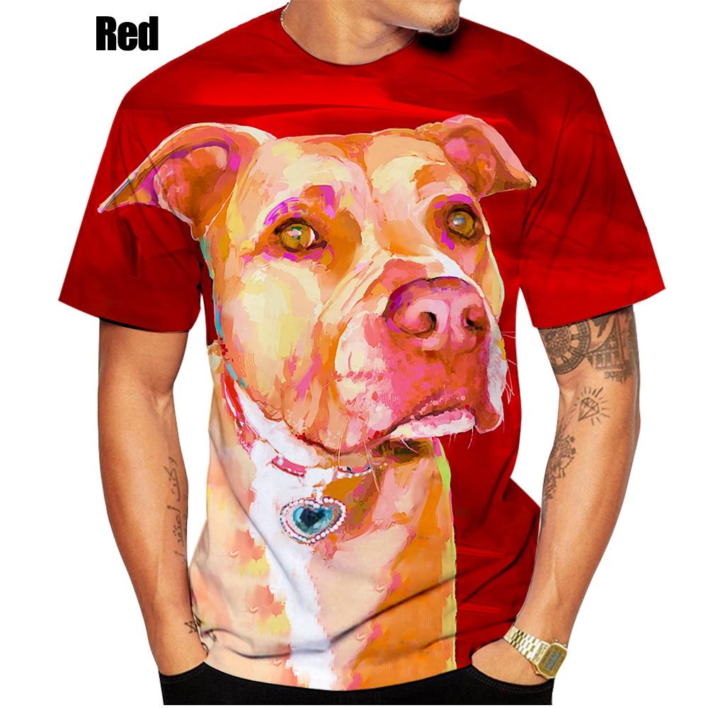 2022 New Summer 3D Pitbull Dog Cool Design T Shirt Men Tops Hipster Tees Boy Painting Man Casual T-shirt