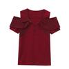 Summer Sexy Off Shoulder Beading T-shirt Women's Short Sleeves Tassels Design Tees New Cotton Female Tops